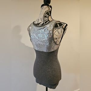 Guess gray and silver sequins tank top size small